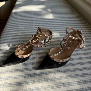 Valentino Rockstud Strappy Pointed Toe Pump